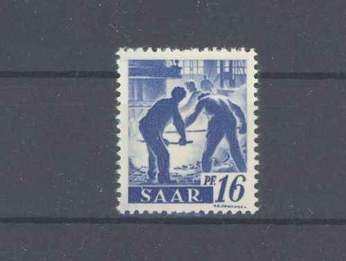 Saarland Michel Nummer 213 ZG, 16 Pfg. Druck auf Gummmseite **