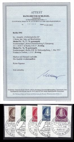 Berlin Mi 75-79 je auf Luxus auf ∆ mit ESST, FA Schlegel BPP, sehr SELTEN !