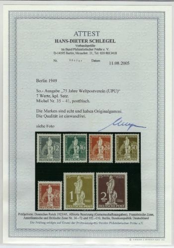 Berlin Mi 35-41**, einwandfrei, mit FA Schlegel BPP