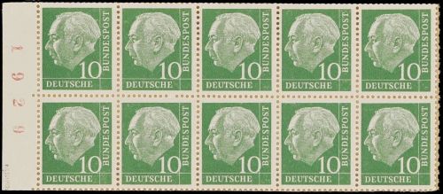 Bund H-Blatt 10 b ** geprüft Schmidl BPP, rückseitig mit MH-Deckel