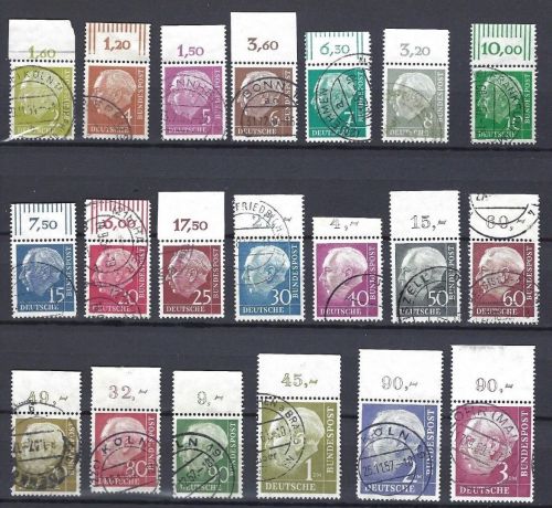 Bund Heuss I Mi 177-196 P OR ° kompletter Satz mit 184y Lumo