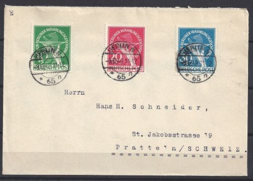 Berlin Mi 68-70 auf Schweiz Auslandsbrief sauber gest., gepr. Schlegel BPP