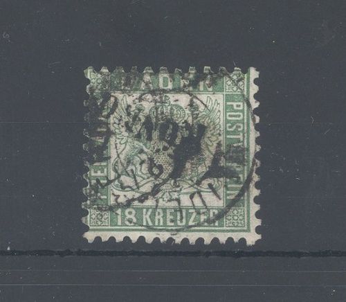 Baden Michel Nummer 21, 18 Kreuzer Freimarke 1862 gestempelt