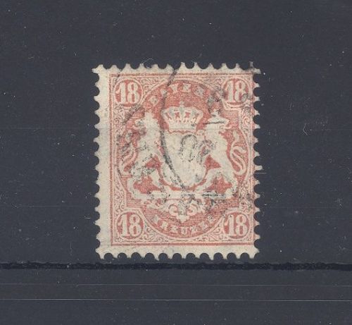 Bayern Michel Nummer 27xb, 18 Kreuzer 1870 gestempelt, geprüft BPP