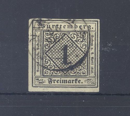 Württemberg Michel Nummer 1yb, 1 Kreuzer gestempelt, geprüft BPP