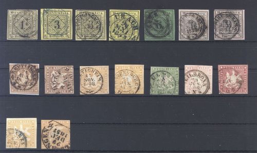 Württemberg, gestempelter Posten aus Michel Nummer 1-14