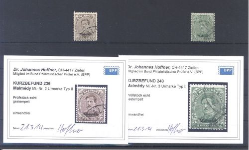Dt. Abstimmung Malmedy Michel Nr. 2-3A II gestempelt, Befunde BPP
