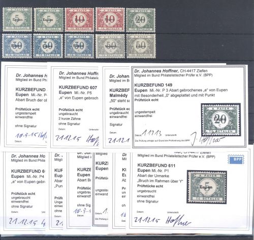 Dt. Abstimmung Eupen, interessanter * Posten Abarten, 10 Befunde BPP