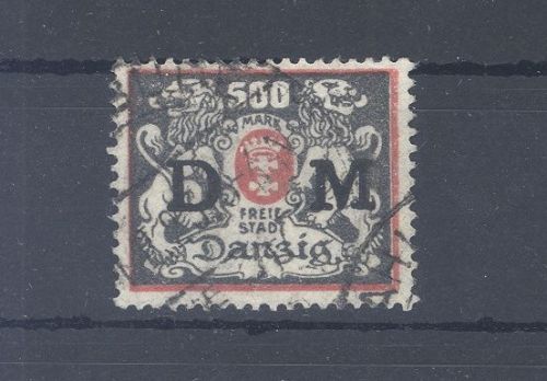 Danzig Dienst Michel Nummer 39, 500 Mark gestempelt, geprüft Infla