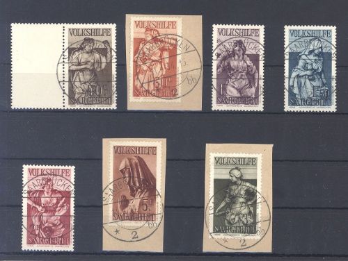 Saargebiet Michel Nummer 171/77, Volkshilfe 1934 gestempelt, gp. BPP