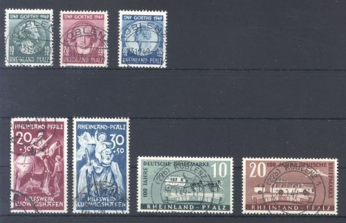 Franz. Zone Rh. Pfalz, gestempelter Posten auf Steckkarte, geprüft BPP