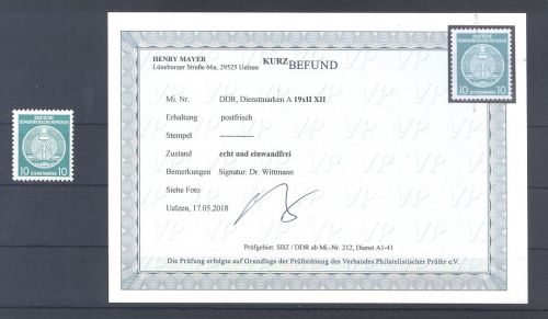 DDR Dienst Mi.Nr. 19 xII - XII, 10 Pfg. Freimarke 1954-56 **, Befund VP