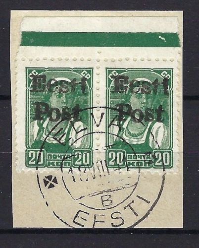 D. Besetzung Estland-Elwa Mi 8° Paar auf Lux. Briefstück, gep. Krischke