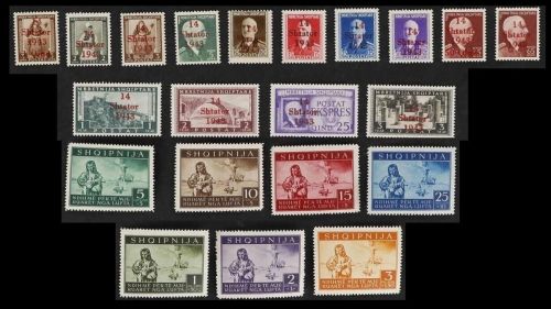 D. Besetzung Albanien Mi 1-14, 15-21 je ** geprüft Brunel