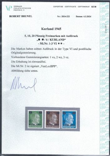 D. Besetzung Kurland Mi 1-3 VI**, einwandfrei, Expertise Brunel VP