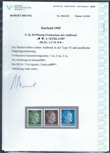 D. Besetzung Kurland Mi 1-3 VI**, einwandfrei, Expertise Brunel VP