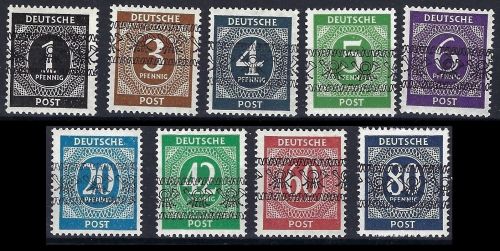 Bizone Mi I - IX / I komplett **, jede Marke gepr. Schlegel BPP