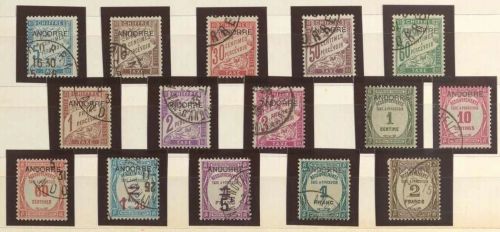 Andorra französische Post, Portomarken Mi 1-8, 9-13, 14-15 gestempelt