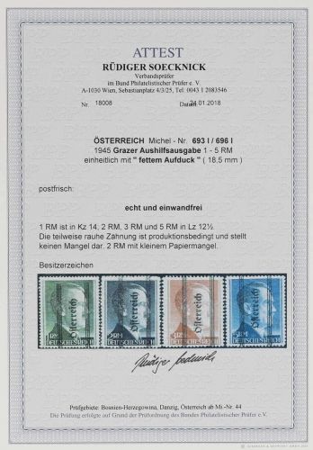 Österreich Mi 693-696 I** , einwandfreie Qualität, FA Soecknick BPP