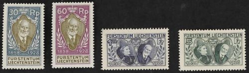 Liechtenstein Mi 84-86, 89 **, einwandfrei, ME 820 €, FA Hoffner BPP
