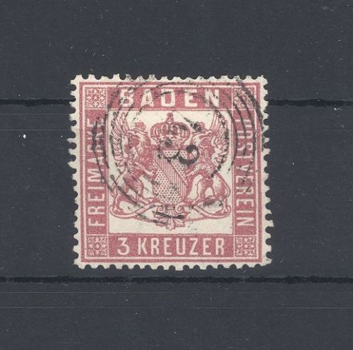 Baden Michel Nummer 16, 3 Kreuzer Freimarke 1862 gestempelt