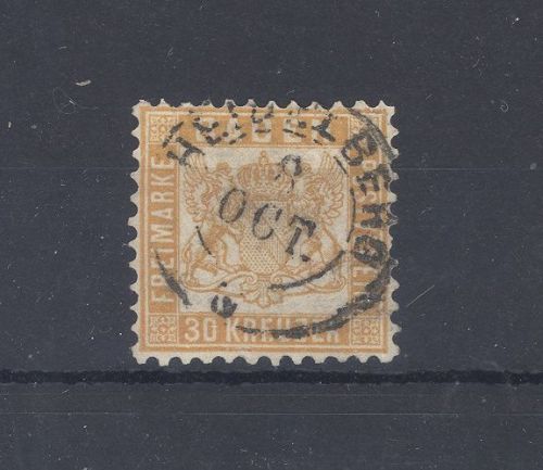 Baden Michel Nummer 22b, 30 Kreuzer 1862 gestempelt, geprüft