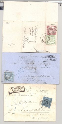 Baden, 3 verschiedene interessante Briefe als Posten