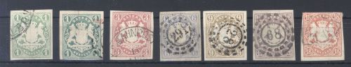 Bayern Michel Nummer 14-19, Freimarken 1867 gestempelt