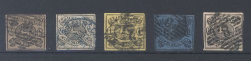Braunschweig Michel Nummer 4-8, Freimarken 1853 gestempelt
