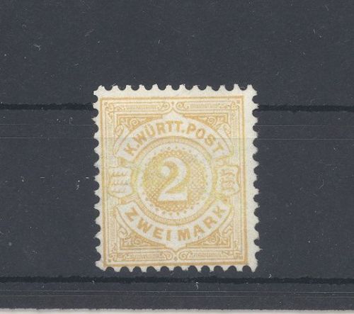 Württemberg Michel Nummer 50, 2 Mark Freimarke 1875 ungebraucht