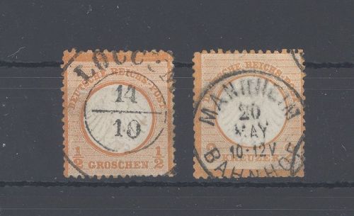 Dt. Reich Michel Nummer 14-15, Freimarken 1872 gestempelt