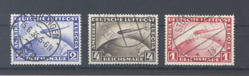 Dt. Reich Michel Nummer 423-24, 455 Zeppelin gestempelt