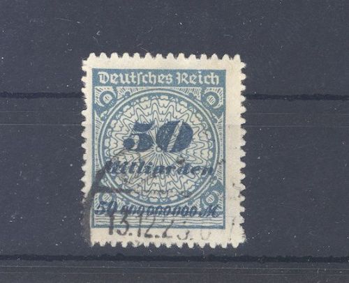 Dt. Reich Michel. Nr. 330B, 50 Mrd. Zähnung B gestempelt, geprüft BPP