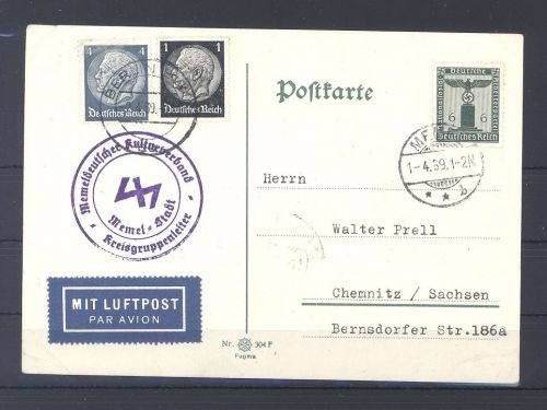 Memel, Karte 1939 vom Memeldeutschen Kulturverband aus Memel