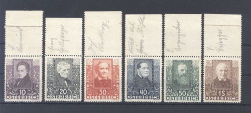 Österreich Michel Nummer 524/29, Dichter 1931 ** Oberrand