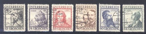 Österreich Michel Nummer 591/96, Wohlfahrt 1934 gestempelt
