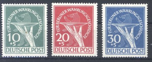 Berlin Michel Nummer 68/70, Währungsgeschädigte 1949 **, geprüft BPP