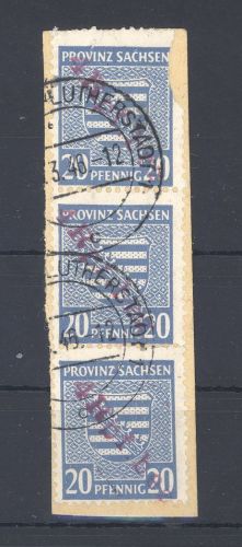 Dt. Lokalpost Wittenberg Mi.Nr. 21 als gestempelter Dreierstreifen