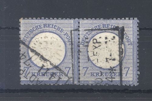 Dt. Reich Michel Nummer 26, 7 Kreuzer gr. Brustschild gestempeltes Paar