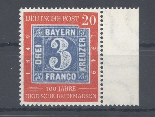Bund Michel Nummer 114 IV die 30 Pfg. Freimarke 1949 mit Abart IV **