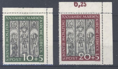 Bund Michel Nummer 139-40, Marienkirche 1951 ** Eckrandsatz