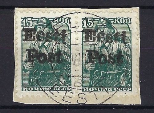 D. Besetzung Estland-Elwa Mi 7° Paar auf Lux. Briefstück, gep. Krischke