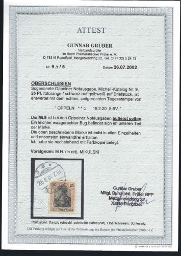 Oberschlesien, Oppelner Notausgaben, Mi 9 °, FA Gruber BPP, ME 4.000€