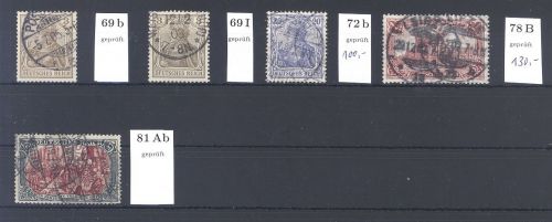 Dt. Reich, gestempelter Posten aus Mi. Nr. 68-81, Germania 1902, gp. BPP