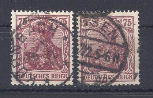 Dt. Reich Michel Nummer 197a+b, 75 Pfg. Germania gestempelt, geprüft