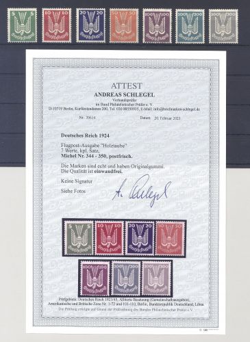 Dt. Reich Michel Nummer 344-50, Flugpost 1924 **, FA BPP