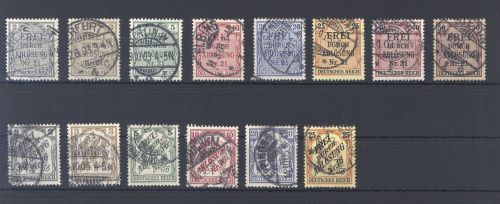 Dt. Reich Dienst Michel Nummer 1-14, Baden 1903-1905 gestempelt