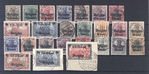 Dt. Bes. 1. WK Belgien Michel Nummer 1-25 gestempelt