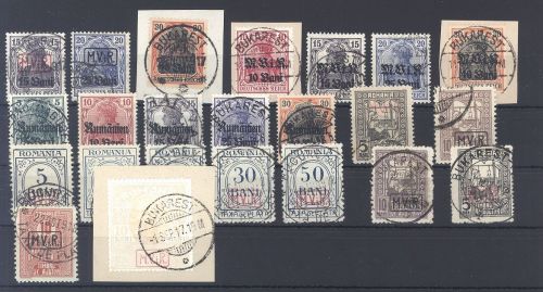 Dt. Bes. 1. WK Rumänien, gestempelter Posten auf Steckkarte