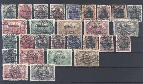 Dt. Abstimmung Allenstein Michel Nr. 1-28, Freimarken 1920 gestempelt